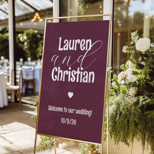 Scripture Plum Wedding Welcome Foam Board