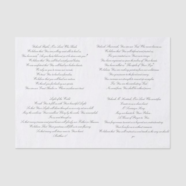 Scripture Prayer Decoupage' Tissue Paper (Front)