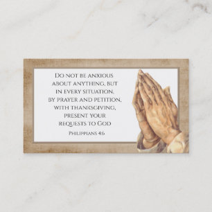 Scripture Praying Hands Custom Church Business Card