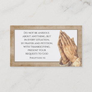 Scripture Praying Hands Custom Church Business Card
