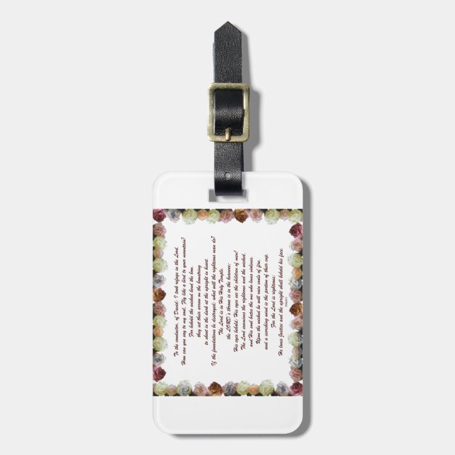 Scripture, Psalm 11, Flowerful Luggage Tag (Front Vertical)