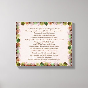 Scripture, Psalm 11, Green Gray Roses Canvas Print