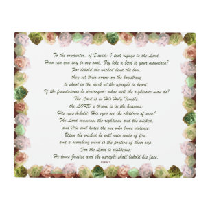 Scripture, Psalm 11, Green Gray Roses Metal Print