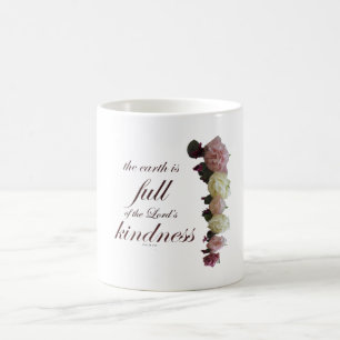 Scripture, Psalm 33, White and Pink Roses Color Morph Mug