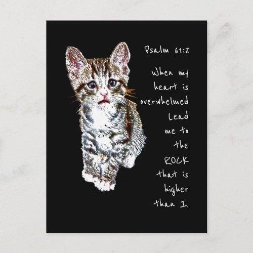 Scripture Psalm 612 Encouraging Watercolor Cat Postcard