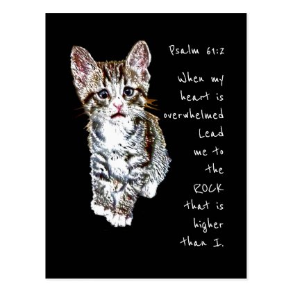 Scripture Psalm 61:2 Encouraging Watercolor Cat Postcard