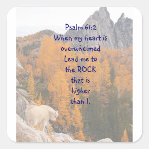 Scripture Psalm 61:2 Rock Higher than I am Square Sticker