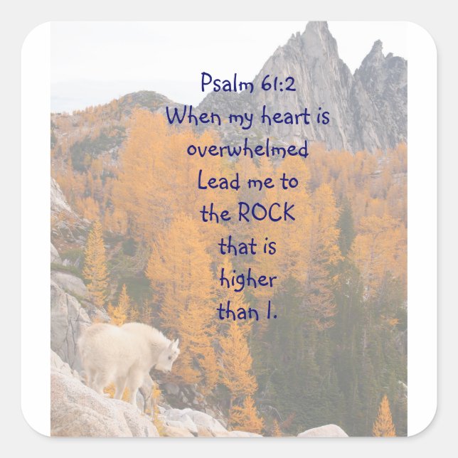 Scripture Psalm 61:2 Rock Higher than I am Square Sticker (Front)