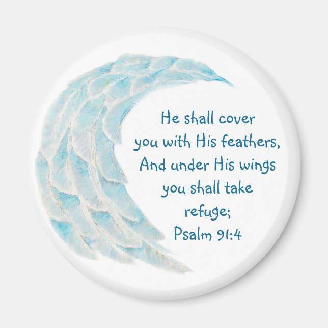 Scripture Psalm 91:4 Refuge Under His Wings Verse Magnet (Front)