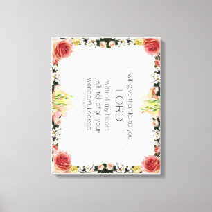 Scripture Psalm 9, Floral Canvas Print