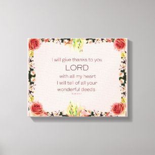 Scripture Psalm 9, Floral Canvas Print