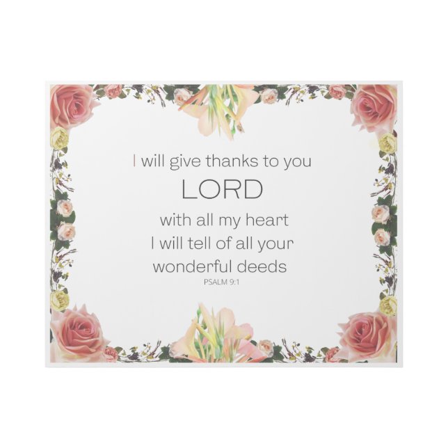 Scripture Psalm 9, Floral Gallery Wrap (Front)