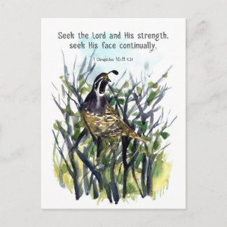 Scripture Quail Bird Chronicles Bible Prayer Card