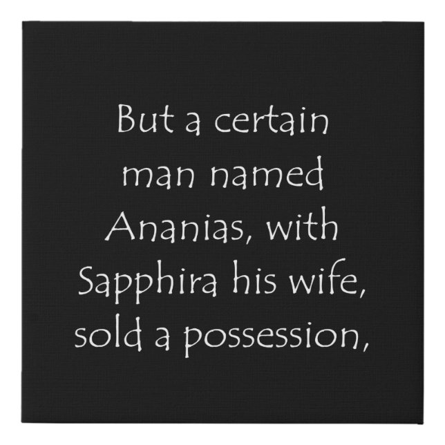 Scripture Quote Acts 5 1 Faux Canvas Print (Front)