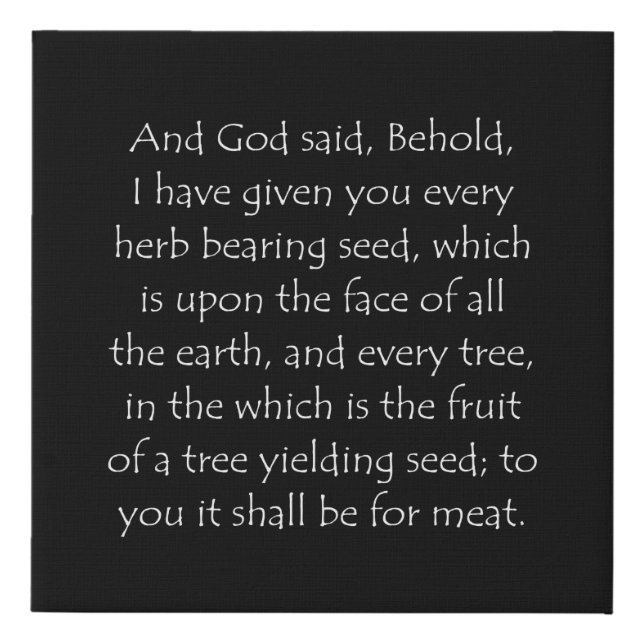 Scripture Quote Genesis 1 29 Faux Canvas Print (Front)
