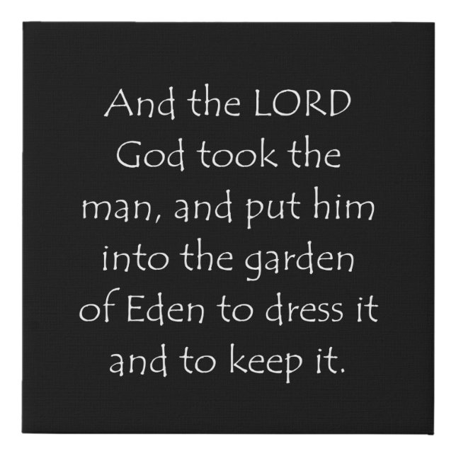 Scripture Quote Genesis 2 15 Faux Canvas Print (Front)