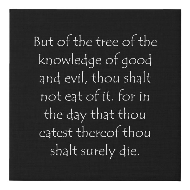 Scripture Quote Genesis 2 17 Faux Canvas Print (Front)
