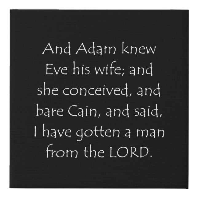 Scripture Quote Genesis 4 1 Faux Canvas Print (Front)