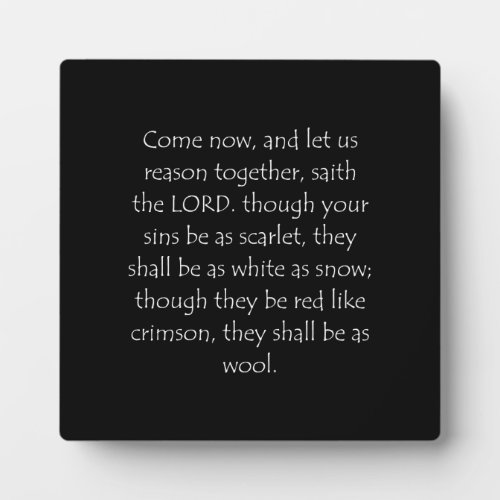Scripture Quote Isaiah 1 18 Plaque