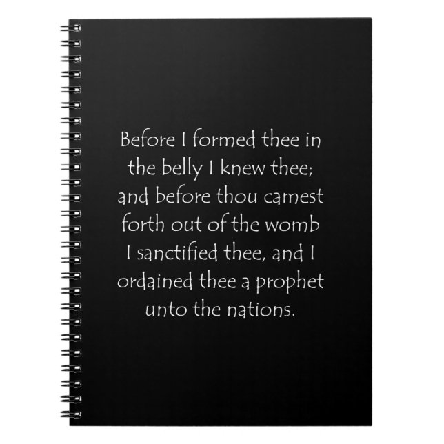 Scripture Quote Jeremiah 1 5 Notebook (Front)