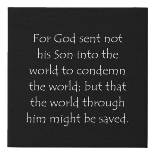 Scripture Quote John 3 17 Faux Canvas Print