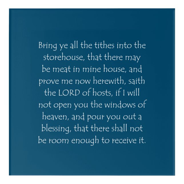 Scripture Quote Malachi 3 10 Acrylic Print (Front)