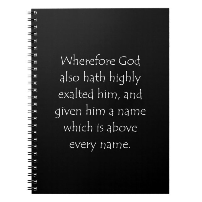 Scripture Quote Philippians 2 9 Notebook (Front)