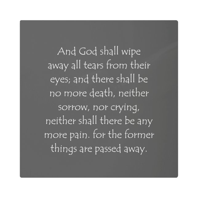 Scripture Quote Revelation 21 4 Metal Print (Front)