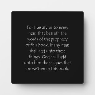 Scripture Quote Revelation 22 18 Plaque