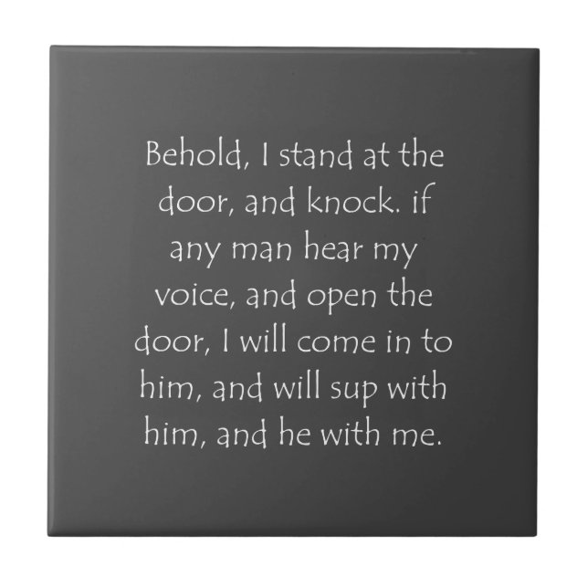 Scripture Quote Revelation 3 20 Ceramic Tile (Front)
