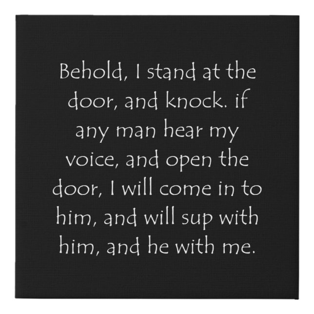 Scripture Quote Revelation 3 20 Faux Canvas Print (Front)