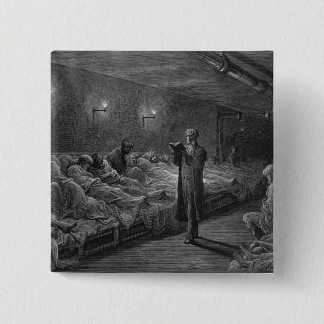 Scripture Reader in a Night Refuge Button (Front)