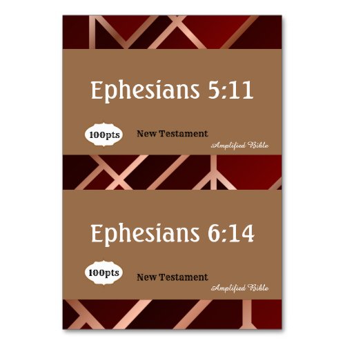 Scripture Reference Card for Game