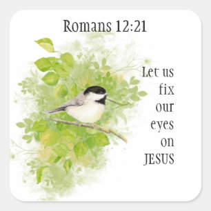 Scripture Romans 12:12 Joyful, Patient, Faithful Square Sticker