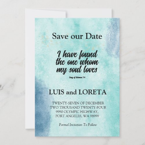 Scripture Save The Date Card I have Found Green