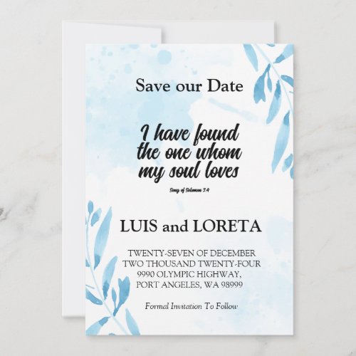 Scripture Save The Date Card I have Found White
