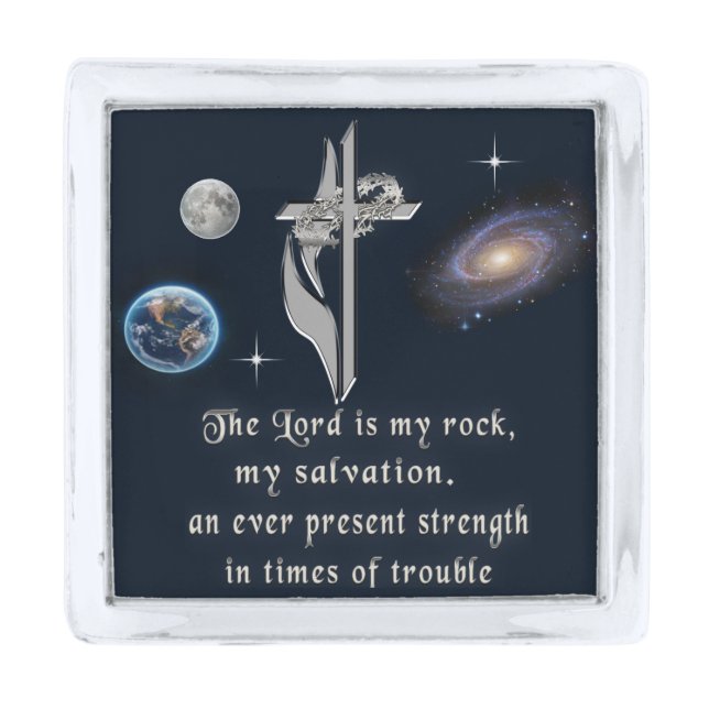Scripture Silver Finish Lapel Pin (Front)