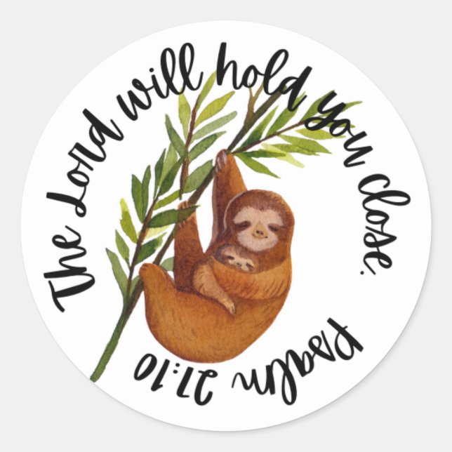 Scripture Sticker (Psalm 27:10 Sloth) (Front)
