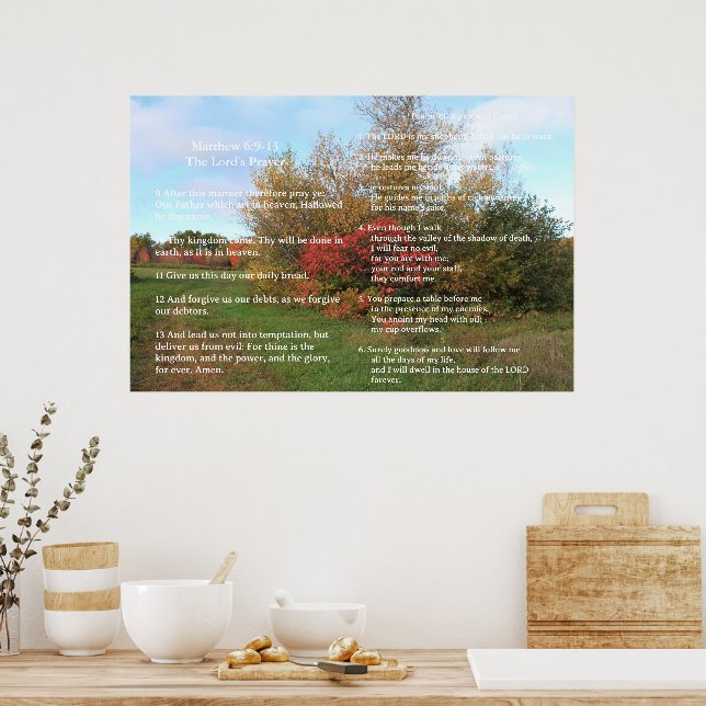 Scripture Template,  Psalm 23, The Lord's Prayer Poster (Kitchen)
