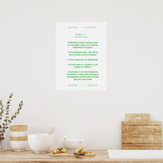 Scripture Template, The Lord's Prayer, green Poster