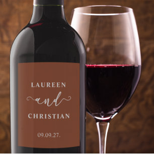 Scripture Terracotta Wedding Wine Label