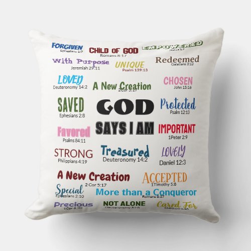 Scripture Throw Pillow God Says