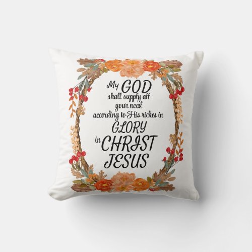Scripture Throw Pillow God Shall Supply