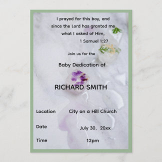Scripture Verse Boy Baby Dedication Invitation