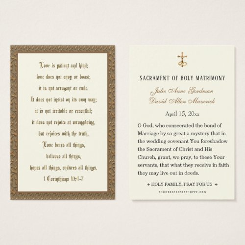 Scripture Verse Christian Wedding  Prayer Card 