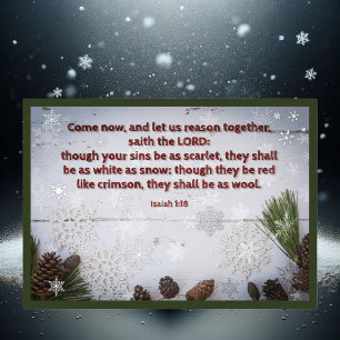Scripture Verse Isaiah Rustic Winter Snowflakes Foil Holiday Card