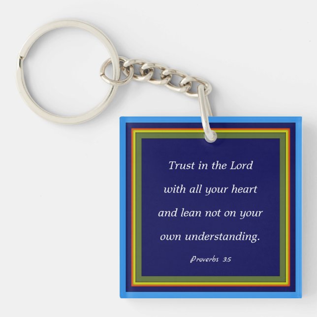 Scripture verse, Proverbs 3:5 Keychain (Front)