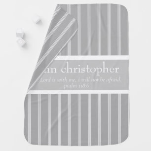 Scripture Verse (Psalm 118:6) Gray/White Monogram Baby Blanket