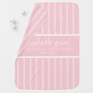 Scripture Verse (Psalm 118:6) Pink/White Monogram Baby Blanket