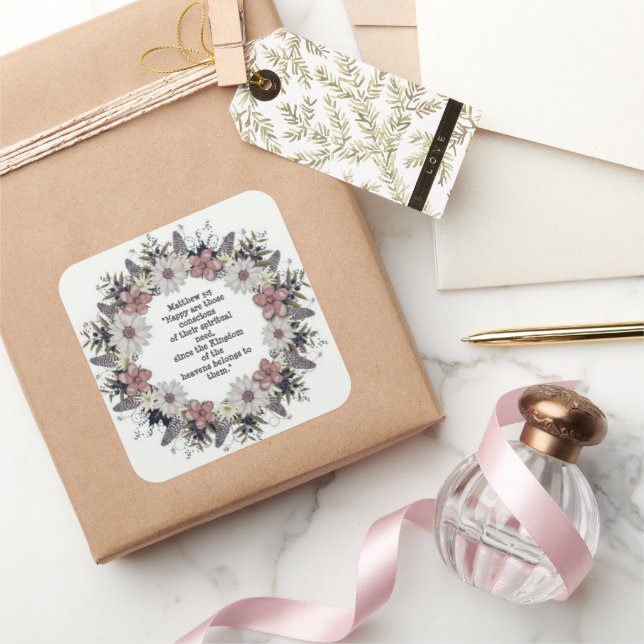 Scripture Verse Spiritual Message Kingdom Square Sticker (Gifting)